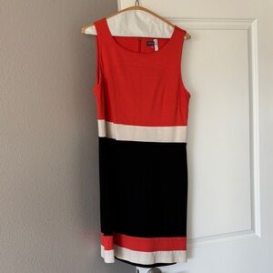 Vince Camuto Red, Black, and Cream Midi Dress
